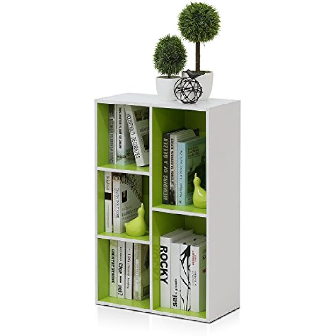 Furinno Luder 5-Cube Reversible Open Shelf, White/Green