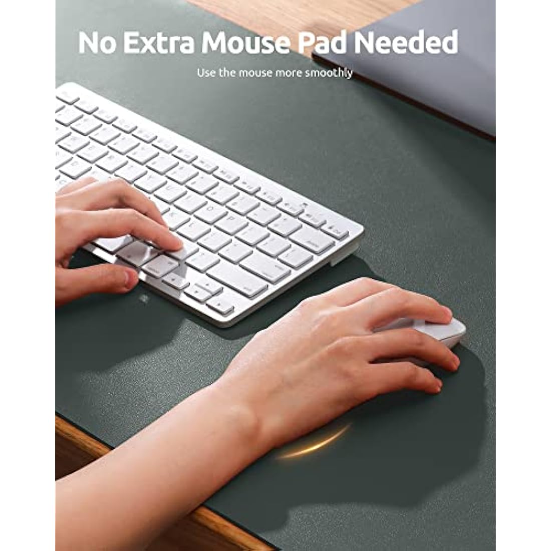 YSAGi Leather Desk Mat, Large Mouse Mat, Non-Slip Desk Pad, Waterproof PU Leather Table Protector Writing Pad for Office and Home (80 x 40 cm, Dark Green)