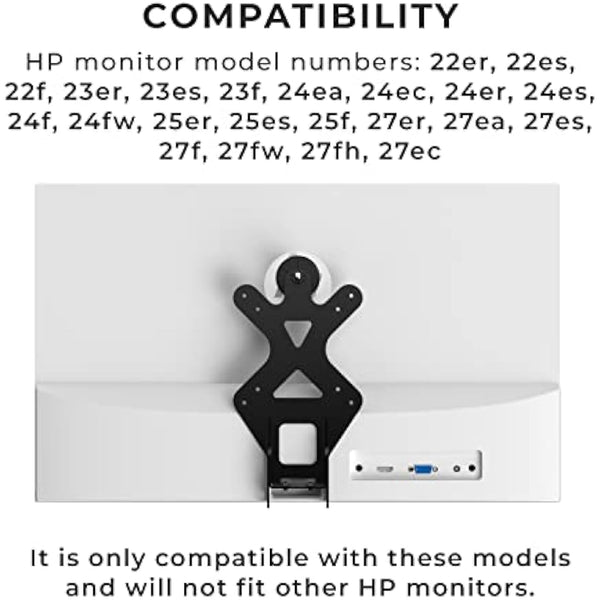 HumanCentric VESA Mount Adapter for HP Monitors 22er, 22es, 22f, 23er, 23es, 23f, 24ea, 24ec, 24er, 24es, 24f, 24fw, 25er, 25es, 25f, 27er, 27ea, 27es, 27f, 27fw, 27ec, Does not fit M-Series Models
