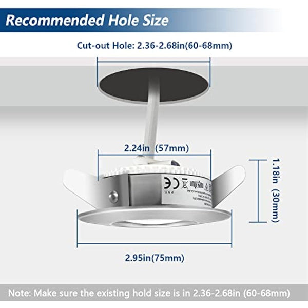 HiBay 20x 7W Recessed Ceiling Lights Ultra Thin IP44 Spotlight Brushed Chrome Down Light Warm White LED Downlight 68mm Ceiling Hole for Bathroom Kitchen Outdoor Soffits