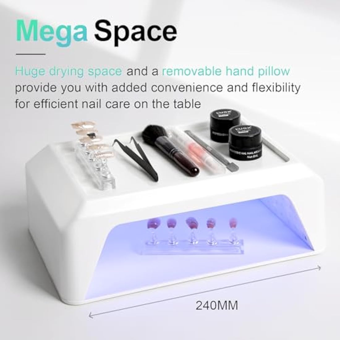 L'UGX Professional Nail Curing Lamp for Gel Polish Dryer 72W LED UV Nail Lights with Arm Rest Pillow & Retractable Tray,Perfect for Manicure & Pedicure at Salon & Home