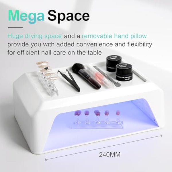 L'UGX Professional Nail Curing Lamp for Gel Polish Dryer 72W LED UV Nail Lights with Arm Rest Pillow & Retractable Tray,Perfect for Manicure & Pedicure at Salon & Home