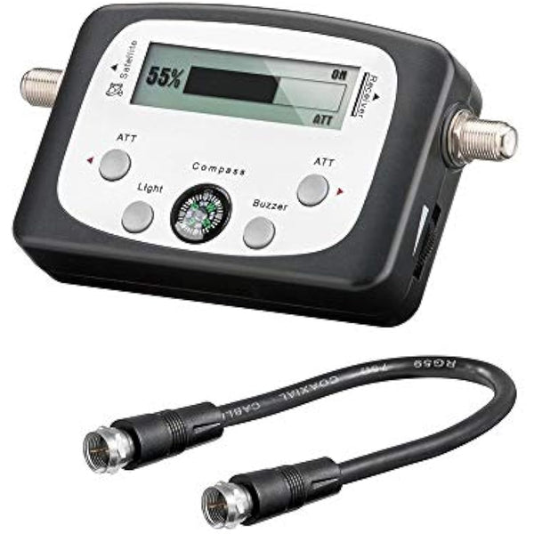 Goobay 67140 Digitaler Satelliten Finder LCD-Anzeige mit Kompass und Ton inkl. F-Anschlusskabel, schwarz