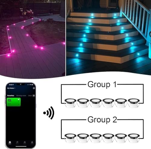 INDARUN RGB Led Decking Lights 0.5W Waterproof IP67 Ø30MM + WiFi Controller - Lighting for Terrace/Patio/Path/Wall/Garden/Decoration, 30 Packs