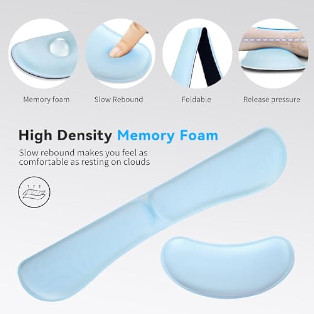 ZIBLY Wrist Rest Keyboard and Mouse Set - Non-Slip Ergonomic Wrist Cushion Support Pad - Easy Typing, Pain Relief – Premium Silky Gel Memory Foam for Work from Home Gaming Computer Laptop