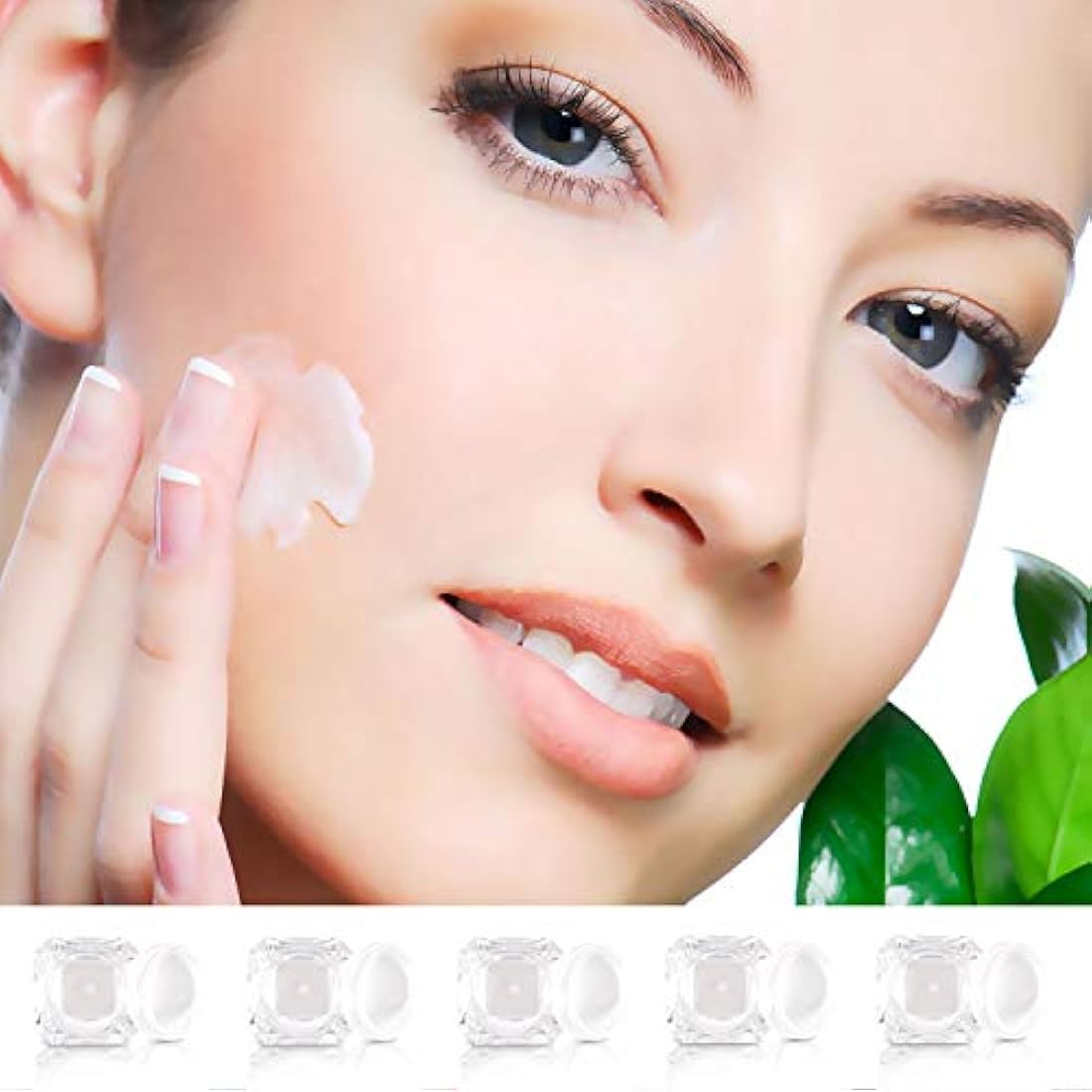 50 Pcs 5g Empty Cosmetics Container Pots Transparent Travel Plastic Jars Diamond Shape with Clear Screw Lids for Cream, Sample, Powder, Makeup Storage, Includes 3 Pack Mini Spatula by Yalbdopo