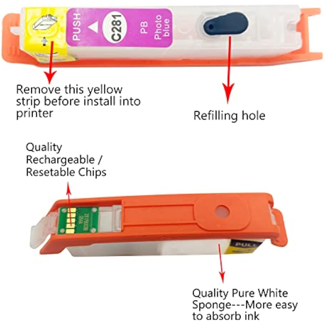 HEMAINK Refillable Ink Cartridges and 5 Bottles Ink Compatible with PGI-580XXL CLI-581XXL,for Pixma TS6150 TS6151 TS6250 TS6251 TS6350 TS6351 TS705 TR7550 TR8550 TS9150 TS9155 TS9550 Printer