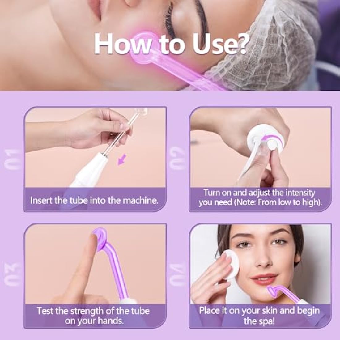 High F-requency Wand, iklestar Handheld High F-requency Facial Machine for Hair Growth, Skin Tightening Kit with 4 Violet Tubes, Professional Face Beauty Device for Skin Care Home Salon Use