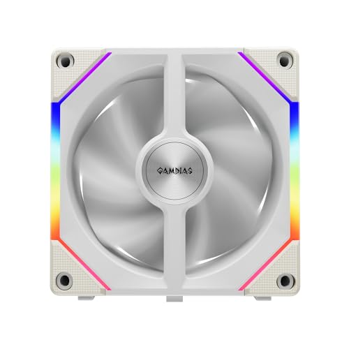 GAMDIAS 120mm ARGB PC Case Fans, Computer Case Fan, Cabless Daisy Chain Connection, Dual Infinity Mirror Lighting, Swappable Fan Blade for Reverse Airflow, Performance 30mm Thick, With Control Box