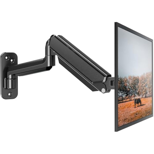 ELIVED Wall Mount Gas Spring Arm for 13-32 Inch PC Monitors With VESA 75x75 / 100x100mm up to 9KG, Tilt Swivel Rotate Single Arm, Height Adjustable Wall Bracket EV023