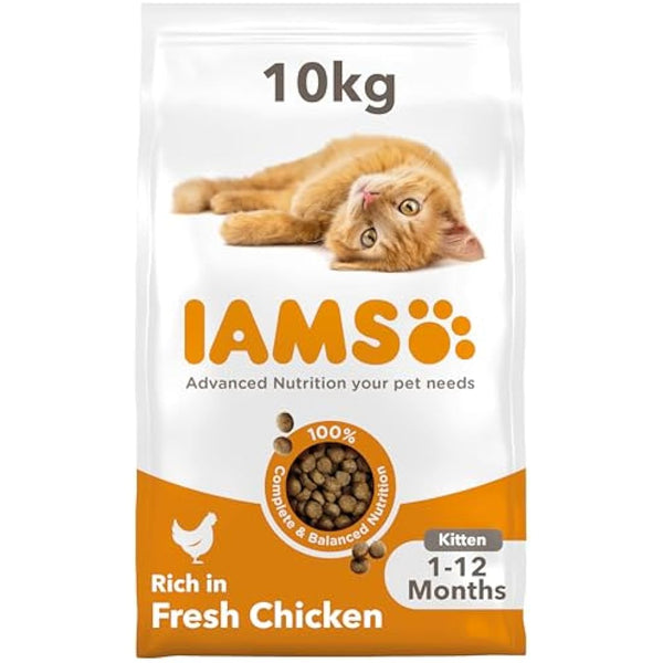 IAMS Kitten Complete Dry Cat Food Chicken 10kg - For Healthy Growth