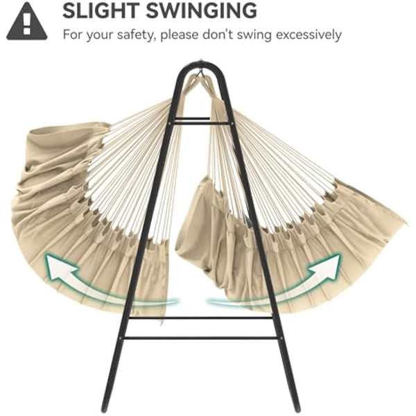 YITAHOME Hammock with Stand, Max. load 150 kg, Hammock Stand with Hanging Swing, 132x90x160 cm, Sturdy Steel Frame, Swing Chair with 2 Hooks and 1 Side Pocket for Patio, Balcony and Garden, White