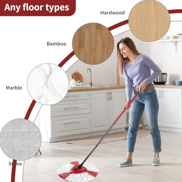 BONBELONG Mop Heads Compatible with Vileda 2-in-1 Turbo Mop Replacement Head Microfibre (Red, 3 Pack)