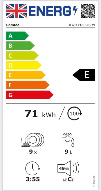 COMFEE' Freestanding Dishwasher FD1435E-X with 14 place settings, Full Size, Whisper Quiet 44dB, Wide LED Display, Delay Start, Half Load Function, Flexible Racks, Stainless Steel