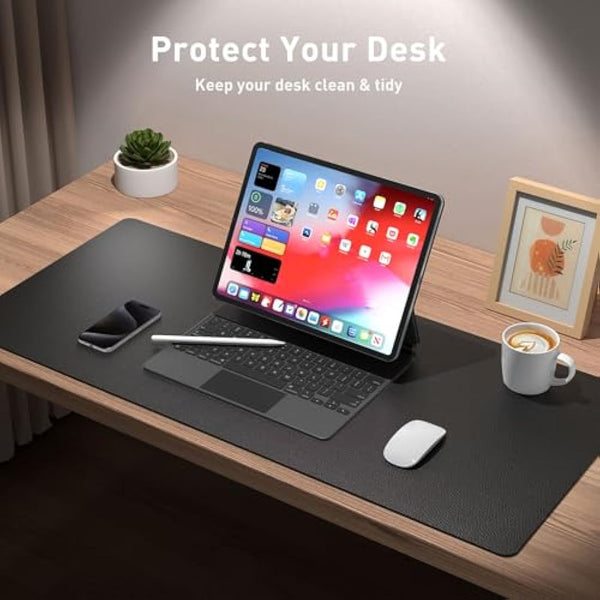 Leather Desk Pad Protector,Mouse Mat,Office Desk Mat,Non-Slip PU Leather Desk Blotter,Laptop Desk Pad,Waterproof Desk Writing Pad for Office and Home (80cm x 40cm, Black)