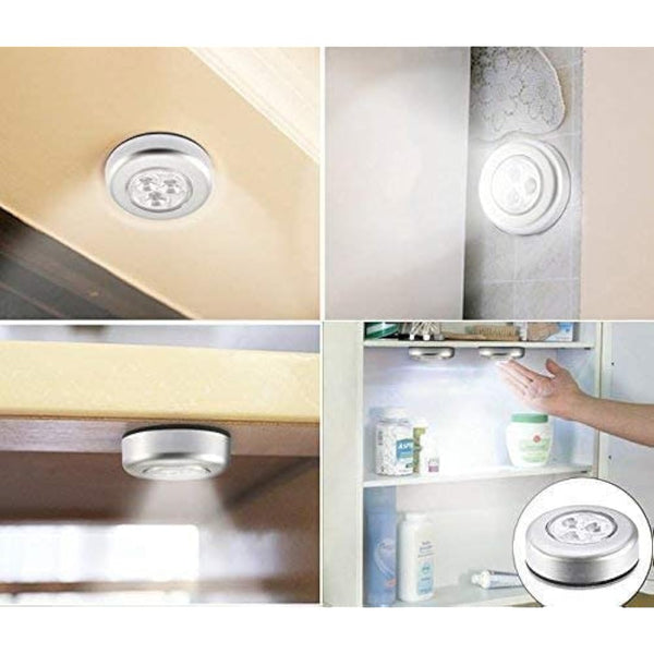 6 Pack Ilyever LED Battery-Powered Wireless Night Light Stick-on Push Lamp for Closets, Cabinets, Counters, or Utility Rooms - Cordless Tap Touch