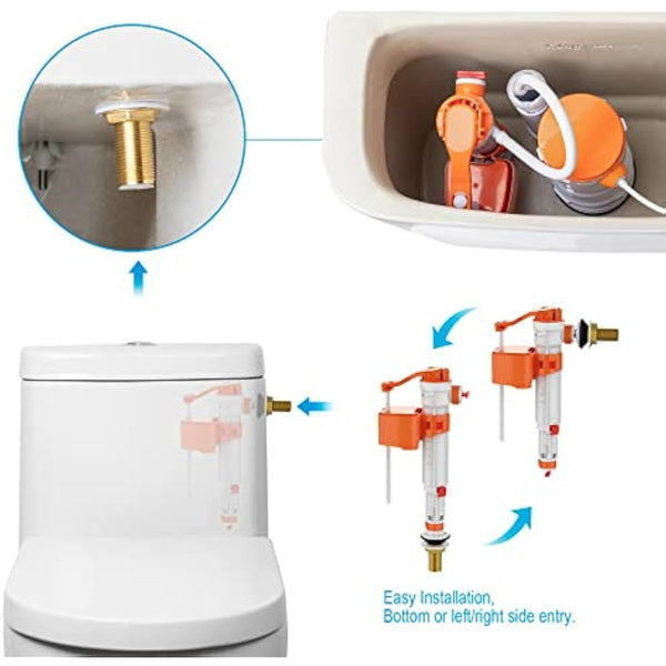 Ibergrif M20521 Toilet Cistern Bottom Side Fill Valve Adjustable Telescopic Urinal Flush Valves Parts M13-17 (3/8") Plastic & Brass Multi Color