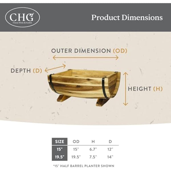 Classic Home & Garden Planters, Acacia Metal Oak Wood, 1 Pack