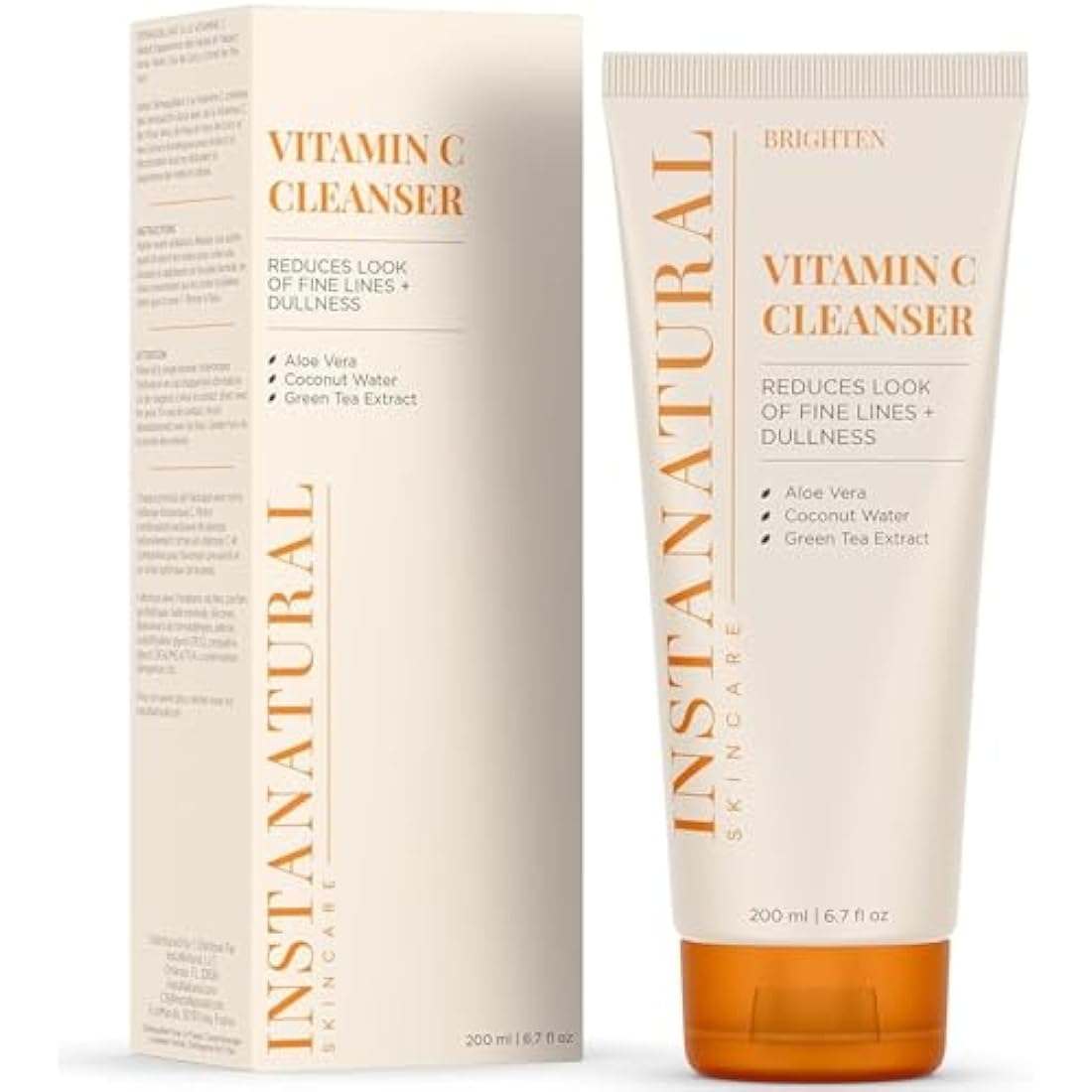 InstaNatural Vitamin C Facial Cleanser - Anti Aging, Breakout & Wrinkle Reducing Face Wash for Clear & Reduced Pores - With Organic & Natural Ingredients - For Oily, Dry & Sensitive Skin - 200 ml