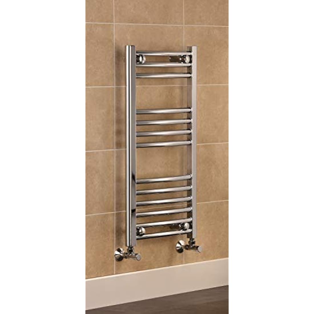 Milano Chrome Curved Heated Towel Rail W500mm x H800mm Central Heating Towel Radiator