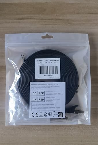 VOIETOLT Cat 8 Ethernet Cable 10M, High-Speed 40Gbps/2000Mhz Flat Braided Internet Cable, Gigabit STP RJ45 Network Cable Compatible for PS4/5, for Modem, PC/Laptop