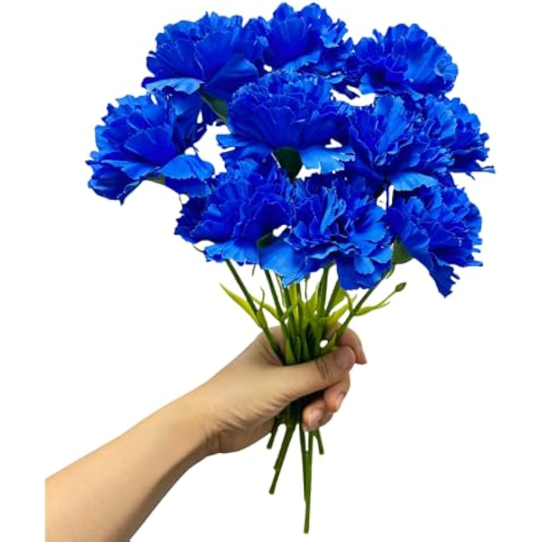 11 Inch Bouquets 10 Stem Carnations,Outdoor UV Resistant No Fade Artificial Flower,Mini Carnation Silk Petals Fake Flowers Forever Plants for Photo Props Home Party and Wedding Decor (Dark Blue)