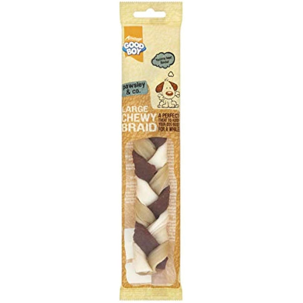 Good Boy - Large Chewy Braids - Dog Chews - Made With Beef Hide and Beef Flavouring - 90 Grams ℮ - With Probiotics To Aid Digestion - Case of 14