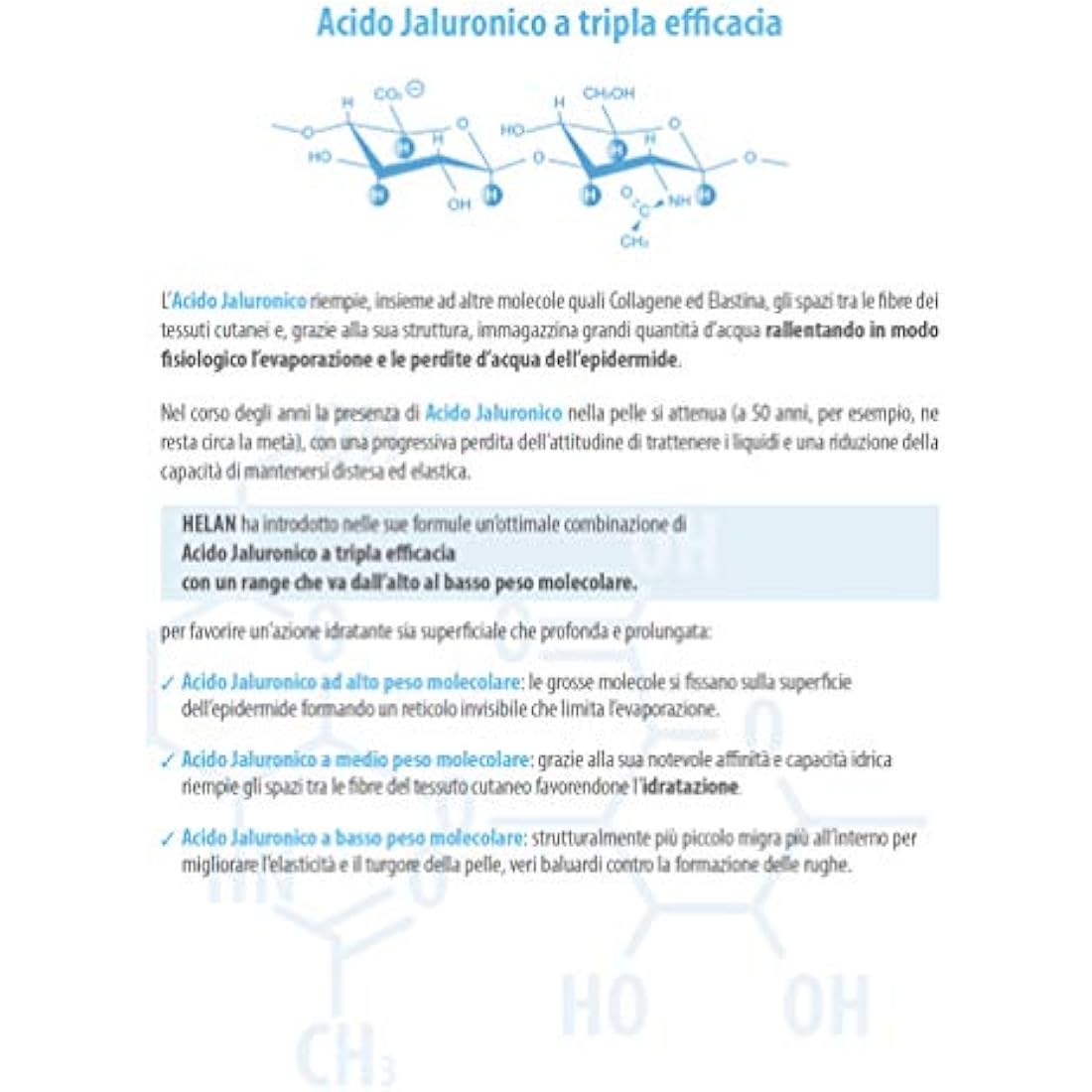 Helan, Hydrate Jaluronico, Anti-Wrinkle Cream for Women, Moisturising Face Serum for Dry Skin, Anti-Wrinkle Action with Hyaluronic Acid, Collagen and Elastin, 50ml - Made in Italy