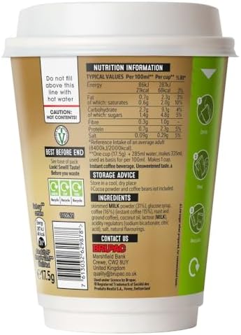 2 x 8 Sleeves Gold Instant Fresh Hot Unsweetened Cappuccino Coffee Cups Office Home Travel