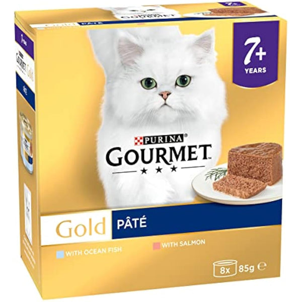 GOURMET Gold Senior 7+ Pate Fish Wet Cat Food 8x85g, Pack of 6