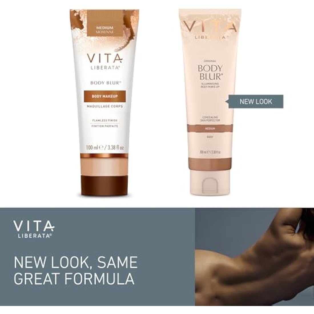 VITA LIBERATA Body Blur Medium 100ml & Mitt Bundle, Leg & Body Makeup, Wash Off Instant Tan, Streak Free Application Blending Mitt, Water resistant, Disguise Imperfections, Flawless Finish