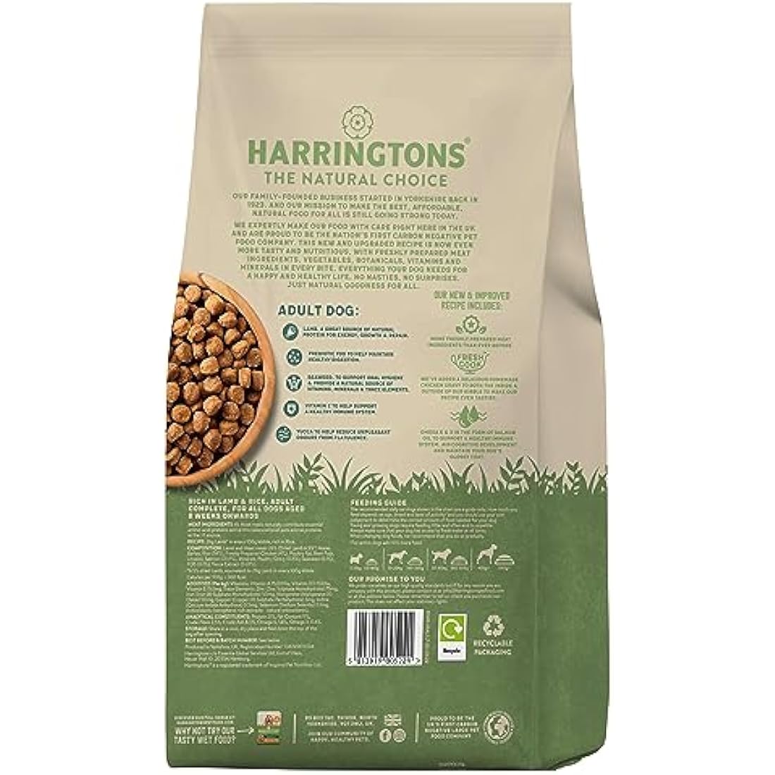 Harringtons Complete Dry Adult Dog Food Lamb & Rice 1.7kg (Pack of 4) - Made with All Natural Ingredients