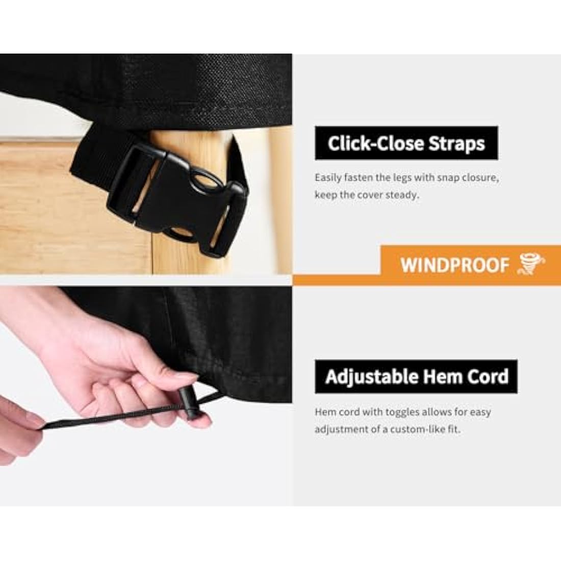 Dokon 3 Seat Garden Bench Covers Waterproof Heavy Duty Oxford Fabric Outdoor Bench Seat Cover with Air Vents Windproof Anti-UV Patio Garden Seat Covers (163x66x63/89cm) - Black