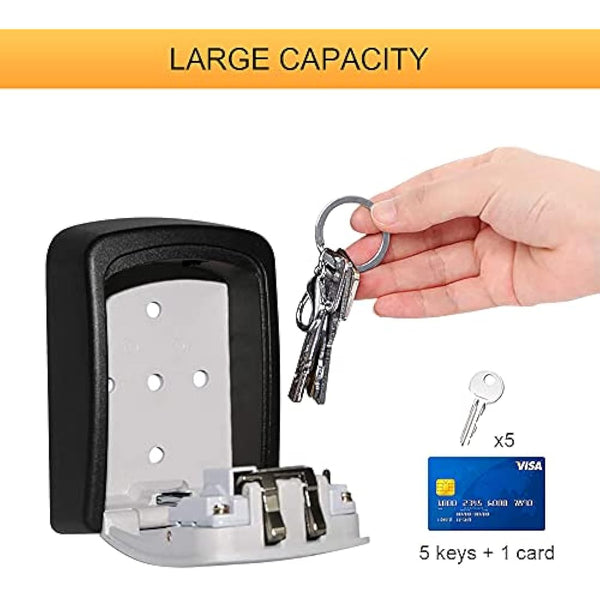 GRIFEMA GA1003 Key Safe Wall Mounted, Large Capacity Key Lock Box Outdoor,Waterproof Key Safe Box with 4 Digit Combination, Key Lock Cabinet for Spare House Keys, With Slide Cover, Gray, Medium Size