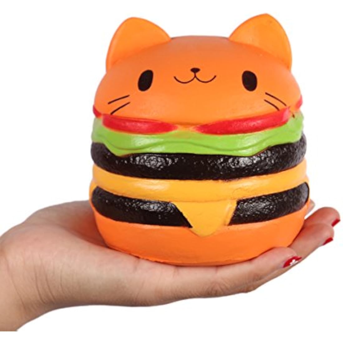 Anboor Squishies Hamburger Cat Jumbo Slow Rising Kawaii Bread Squishies Toy Prime Cheap for Collection Gift,Color Random