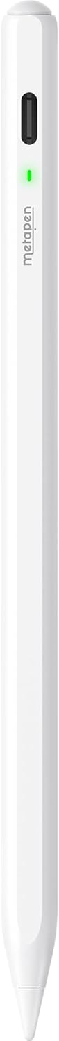 Metapen Pencil Air8 for Apple iPad 2018-2025, (20H Battery Life), 2Min Fast Charge, High Precision Stylus Pen for iPad 11 A16/10/9/8/7/6th Gen, Pro 12.9/11/13 Inch M4, Air 3/4/5/M2/M3 (White)