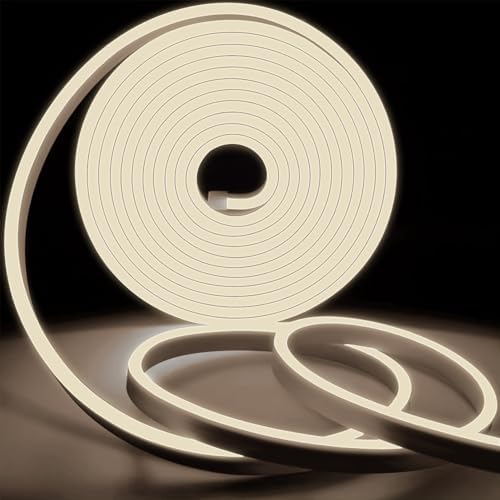 KSIBNW Neon LED Strip Light Waterproof IP65,100 ft/30m 220v LED Light Strip,Cuttable Rope Light Neon Strip Light for Kitchen Bedroom Garden Lights,Outdoor Indoor Decor, Natural White 4000K