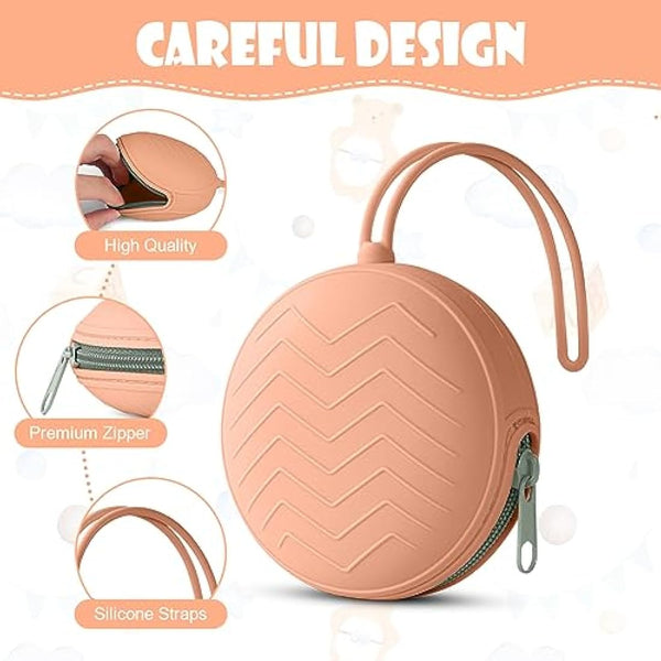 Aolso Dummy Holder Case Set, 2PCS Silicone Soother Pods for Baby, Travel Pacifier Case - Pink/Bean Paste