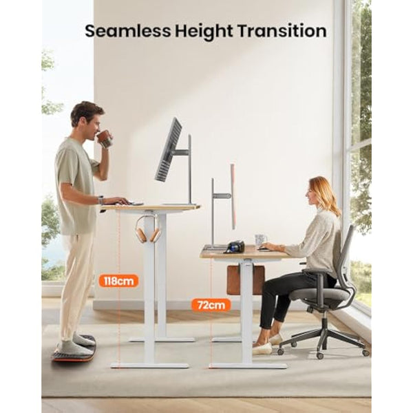 ErGear Electric Standing Desk Height Adjustable 140 x 70cm, Sit Stand Desk with 4 Memory Smart Pannel, Home Office Desk with Splice Board