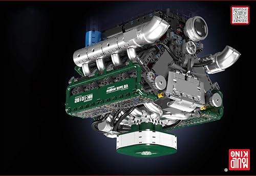 Mould King V12 Engine Building Block Sets, V12 Engine Model Kit That Runs, MOC Engineering Model Building Kit with Battery and Motor, Engineering Building Blocks for Adults (3472 PCS)