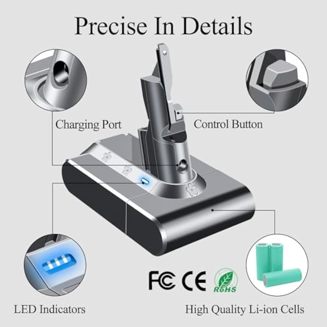 DTK Battery Replacement for Dyson V7 Battery SV11 Vacuum Cleaner fluffy Motorhead trigger animal plus Mattress Cordless 21.6V 4000mAh