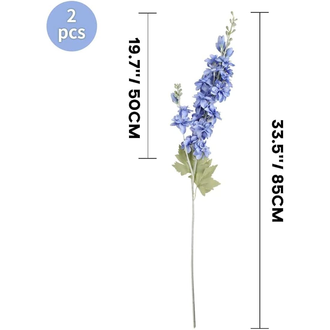 HUIANER 2Pcs Artificial Delphinium Flowers with Long Stem, Fake Violet Silk Flowers Plant Faux Flower for Home Garden Wedding Party Table Vase Decoration (Blue)