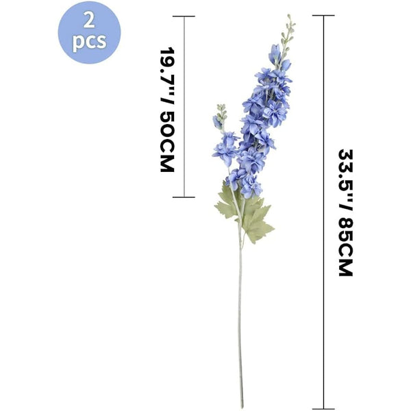 HUIANER 2Pcs Artificial Delphinium Flowers with Long Stem, Fake Violet Silk Flowers Plant Faux Flower for Home Garden Wedding Party Table Vase Decoration (Blue)