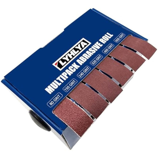 6 Rolls Sandpaper, 2.5cm x 8m Sand Paper Abrasive Paper with Dispenser Emery Cloth Roll for Wood Furniture Finishing Metal Sanding Automotive Polishing, 80/150/240/320/400/600