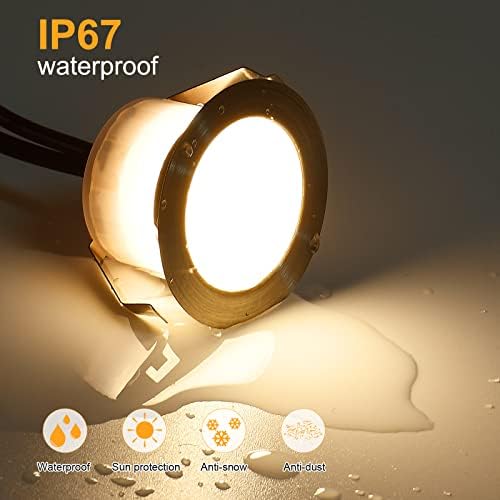 INDARUN Warm White Led Decking Lights Waterproof IP67 0.6W Ø31MM - Lighting for Terrace/Patio/Path/Wall/Garden/Decoration, 30 Packs
