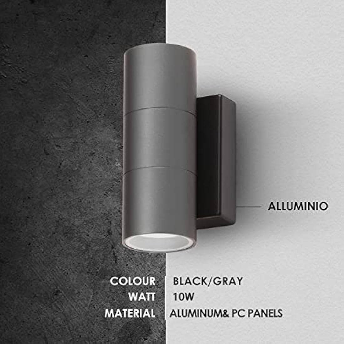 CELAVY Outdoor Wall Lights, Up Down Outside Wall Lights Mains Powered, IP65 Waterproof Modern Front Door Porch Light Lamp Modern 10W 3000K GU10, External LED Sconce Wall Mounted for House, Grey