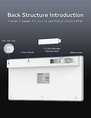 TECKNET 2.4G Wireless Keyboard For Windows/Chrome OS, UK Layout Compact Mini Keyboard, Small Silent Whisper-Quiet Keyboards with 12 months Battery Life (Pink)