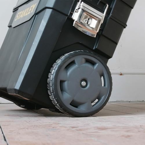 STANLEY Mobile Work Centre Toolbox, 2-in-1 Rolling Workshop with Stackable Units, Removable Toolbox, and Swivel Storage Carousel, 1-93-968