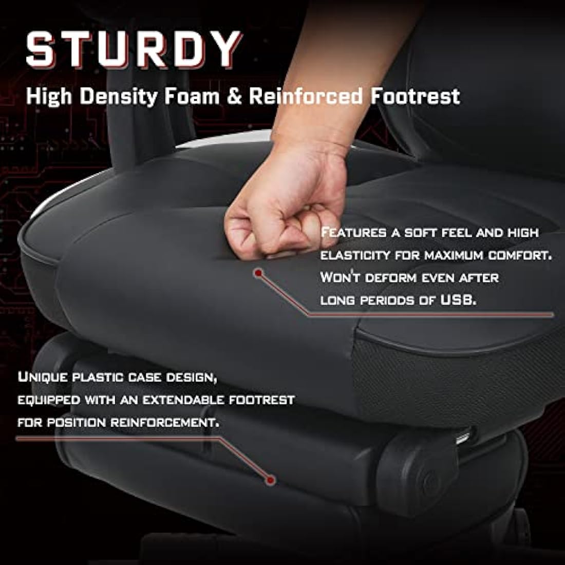 Fullwatt Racing Gaming Chair for adults with Footrest and Massage Lumbar Pillow, Swivel Height Adjustable Reclining PU Leather Video Game Chair, E-Sports Gaming Chair Big and Tall(Black)