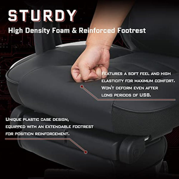 Fullwatt Racing Gaming Chair for adults with Footrest and Massage Lumbar Pillow, Swivel Height Adjustable Reclining PU Leather Video Game Chair, E-Sports Gaming Chair Big and Tall(Black)